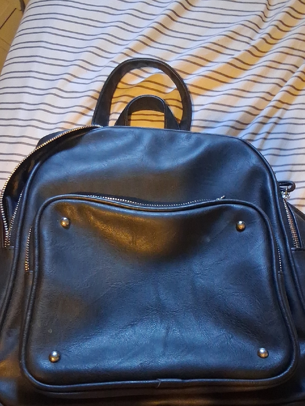 Black Leather Men’s Backpack - Minimalist Design